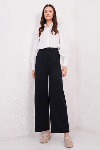 Pantalon taille haute - Bleu marine