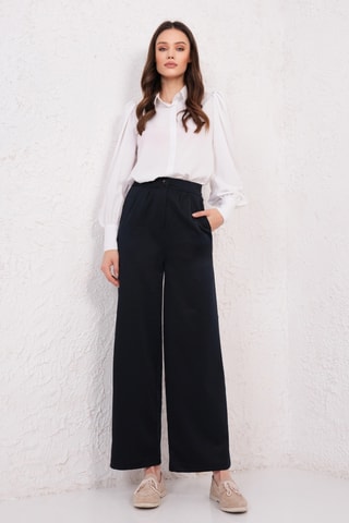 Pantalon taille haute - Bleu marine