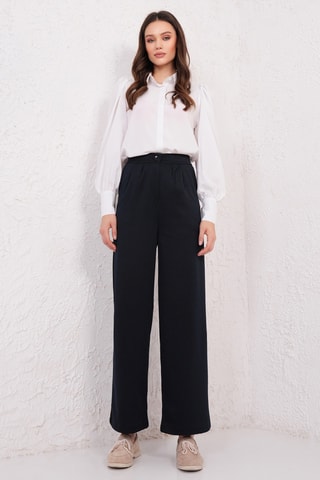 Pantalon taille haute - Bleu marine