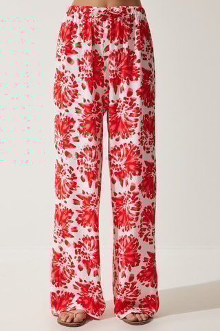 Pantalon loose taille haute - Rouget et écru