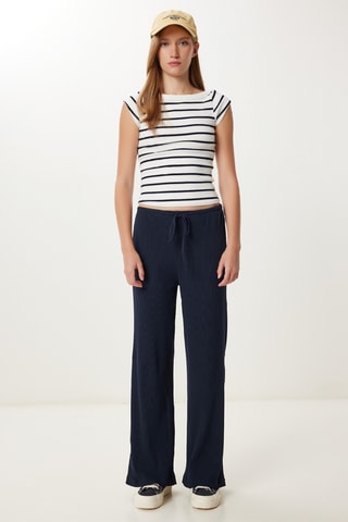 Pantalon wide legs - Bleu marine