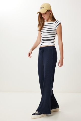 Pantalon wide legs - Bleu marine