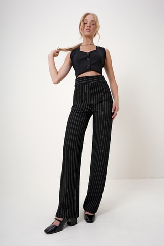 Pantalon wide legs taille haute - Noir