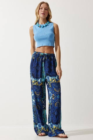 Pantalon palazzo - Bleu