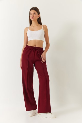 Pantalon palazzo taille haute - Bordeaux