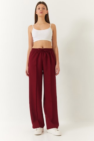Pantalon palazzo taille haute - Bordeaux