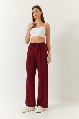 Pantalon palazzo taille haute - Bordeaux