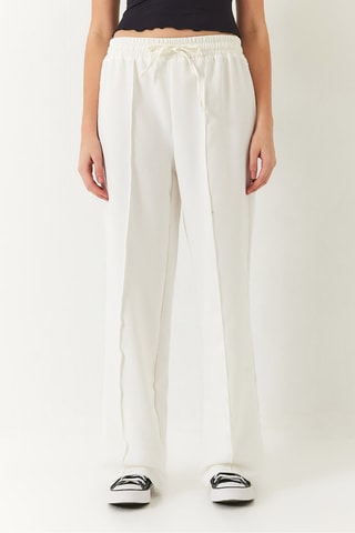 Pantalon palazzo taille haute - Blanc
