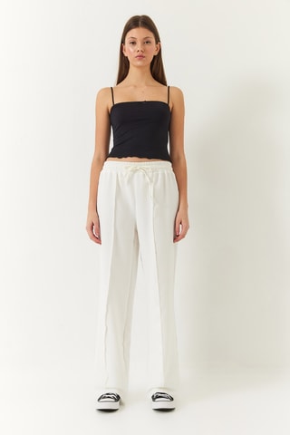 Pantalon palazzo taille haute - Blanc