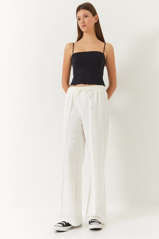 Pantalon palazzo taille haute - Blanc