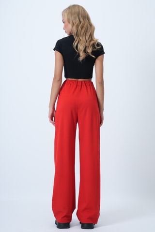 Pantalon palazzo taille haute - Rouge
