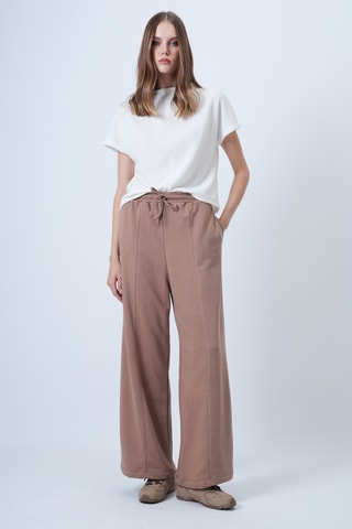 Pantalon palazzo taille haute - Beige