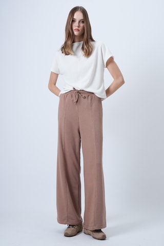 Pantalon palazzo taille haute - Beige