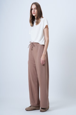 Pantalon palazzo taille haute - Beige