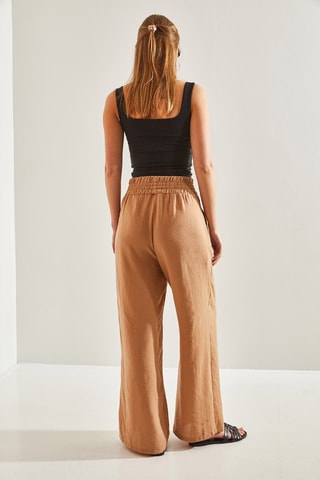 Pantalon taille haute - Marron clair