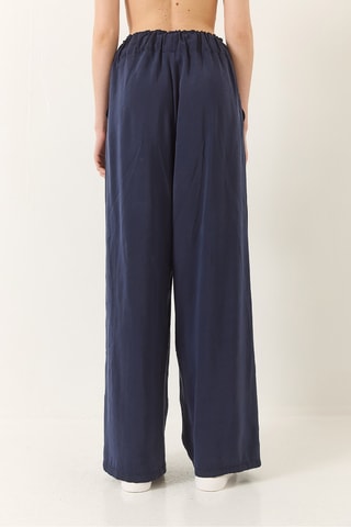 Pantalon palazzo taille haute - Bleu marine