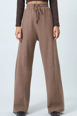 Pantalon taille haute - Marron
