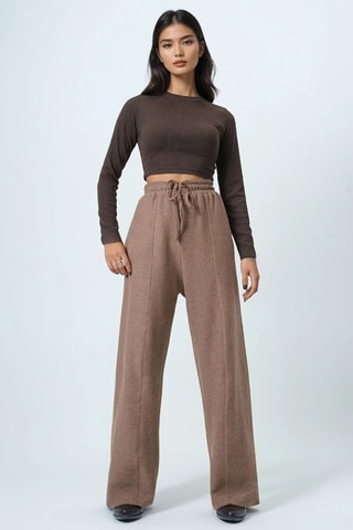 Pantalon taille haute - Marron