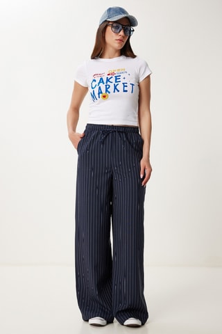 Pantalon wide legs - Bleu marine