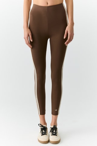 Legging taille haute - Marron foncé et écru