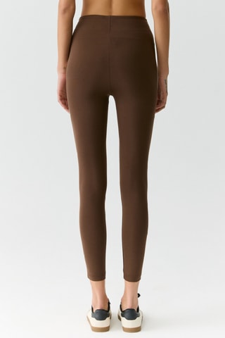 Legging taille haute - Marron foncé et écru