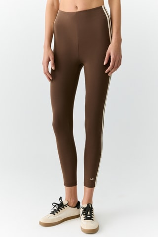 Legging taille haute - Marron foncé et écru