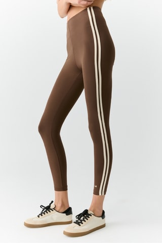 Legging taille haute - Marron foncé et écru
