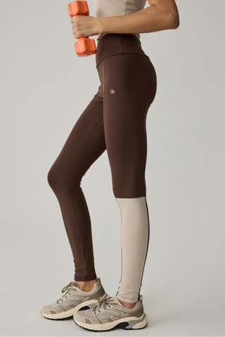 Legging taille haute - Marron foncé et écru
