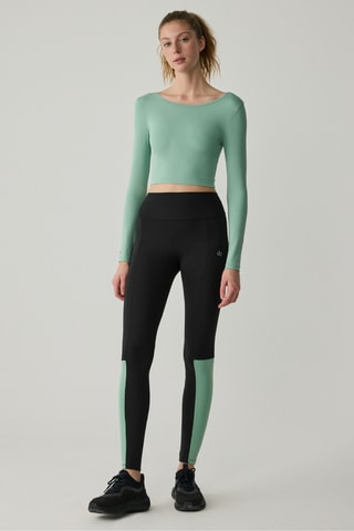 Legging taille haute - Noir et vert d’eau