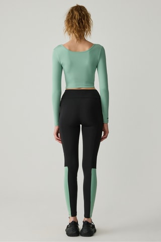 Legging taille haute - Noir et vert d’eau