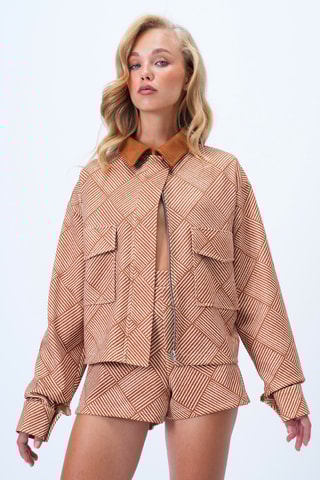 Veste - Ecru et marron