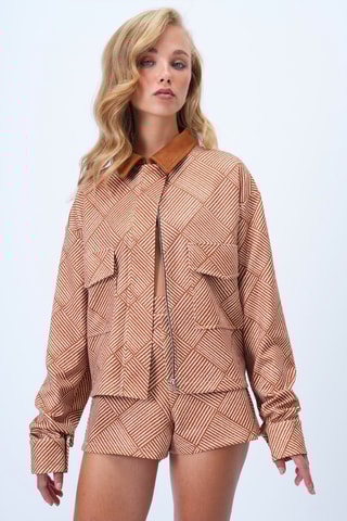 Veste - Ecru et marron