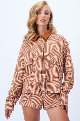 Veste - Ecru et marron