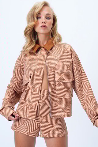 Veste - Ecru et marron