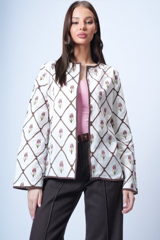 Veste - Ecru et marron foncé