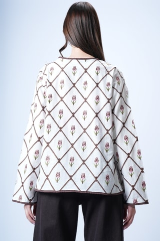 Veste - Ecru et marron foncé