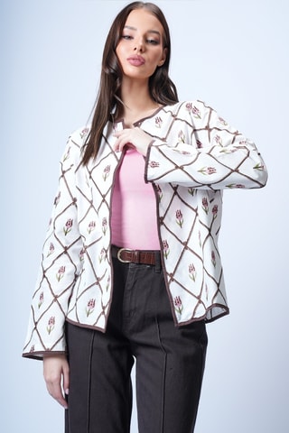 Veste - Ecru et marron foncé