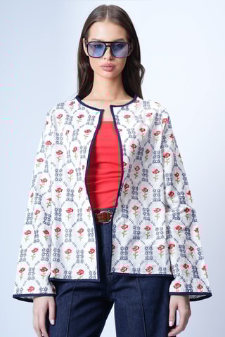 Veste - Ecru et bleu marine