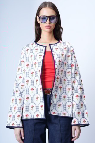 Veste - Ecru et bleu marine