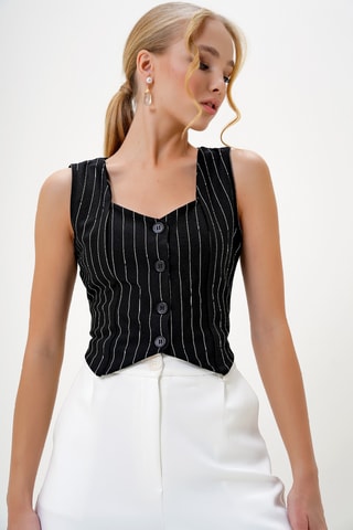 Veste sans manches - Noir et blanc