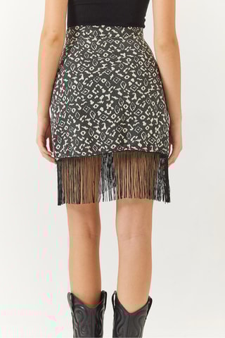 Jupe portefeuille taille haute - Anthracite et blanc