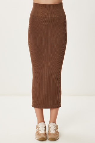 Jupe fourreau taille haute - Marron