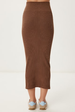 Jupe fourreau taille haute - Marron