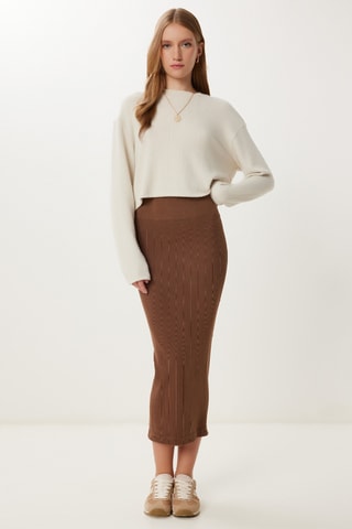 Jupe fourreau taille haute - Marron