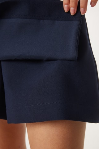 Jupe-short taille haute - Bleu marine