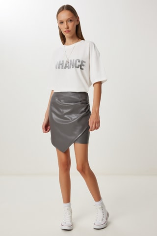 Minijupe drapée taille haute - Noir