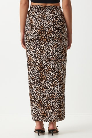 Jupe drapée taille haute - Noir et beige