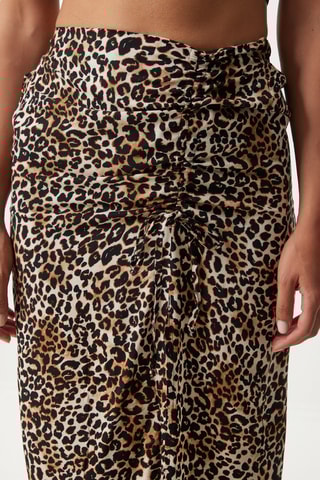 Jupe drapée taille haute - Noir et beige