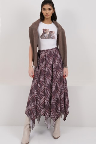 Jupe midi - Marron et violet