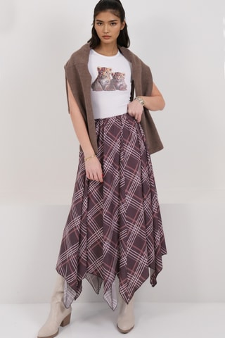 Jupe midi - Marron et violet